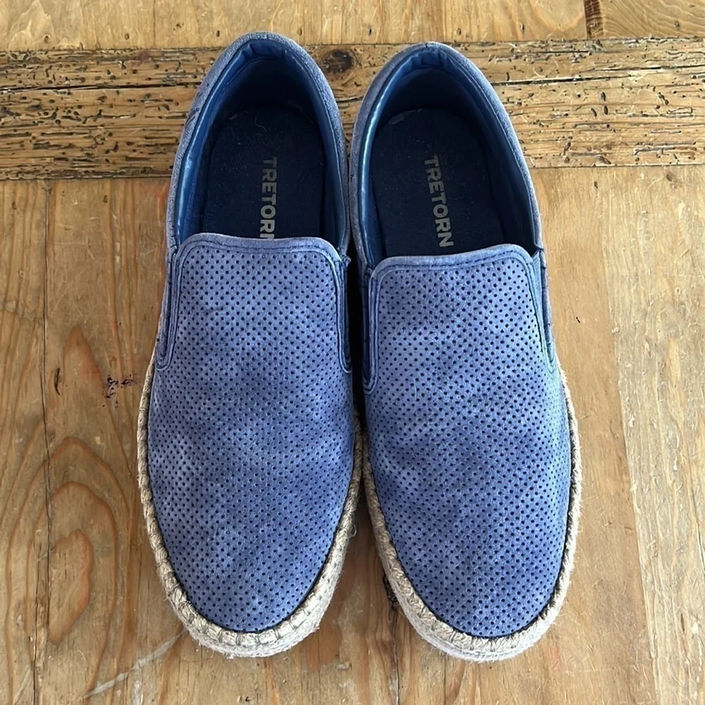 Tretorn Womens Emilia 3 Suede Blue Slip On Espadrille Sneakers Sea Blue 8.5